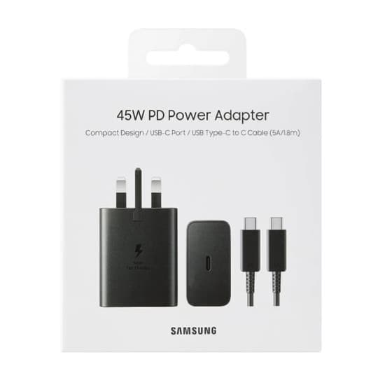 Samsung Galaxy Official 45W Travel Adapter, Super-Fast Charging (UK Plug with USB Type-C Cable), Black