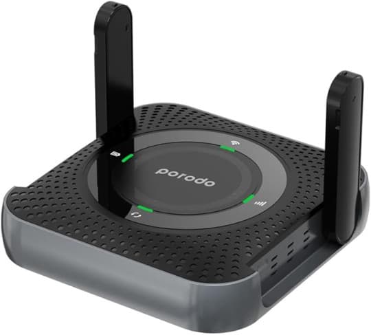 Porodo 4G/LTE Home & Outdoor Portable Router with Micro-Sim Slot, 12 Hours Working Time, 100Mbps LAN, 40 Meter Distance, Winter Collection, Lightweight Design Wireless Router - Black/Grey