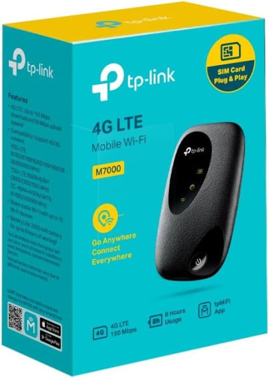 TP-Link M7000 4G mobiele draadloze router MiFi 4G Cat4 met 2000 mAh accu, 150 Mbps WiFi, tot 10 apparaten tegelijk