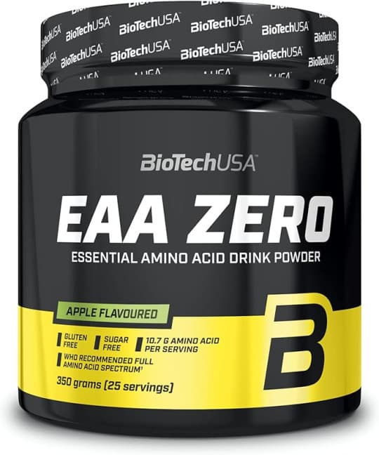 BioTechUSA EAA Zero - Essential Amino Acid Power | 7160mg EAA/Serving | WHO Recommended Ratio | Sugar-Free, Gluten-Free, 350 g, Apple