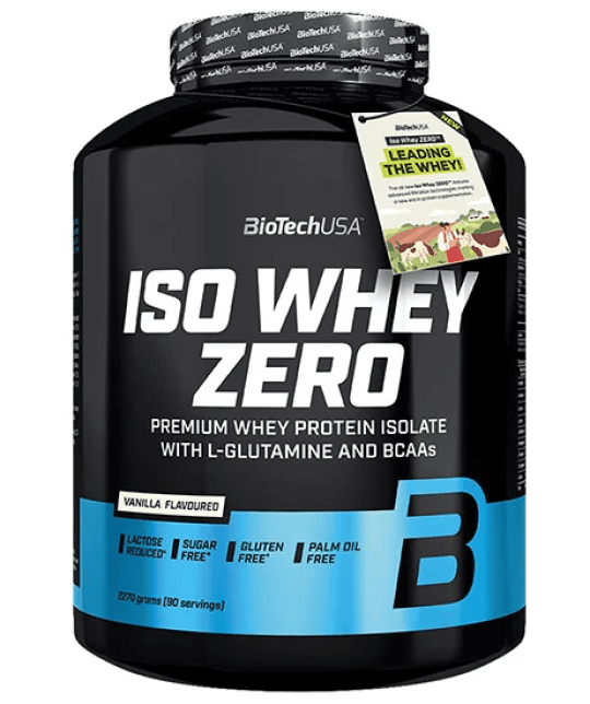 Click to see full view BioTechUSA Iso Whey Zero | Premium Whey Protein Isolate | Grass-Fed | Enzyme-Free | Sugar- and Gluten-Free, 2.27 kg,