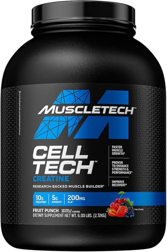 MuscleTech Cell Tech Creatine Research-Backed Muscle Builder for Faster Muscle Growth, Enhance Strength Performance & Improve Recovery Post-Workout Recovery Drink for Men & Women, Fruit Punch 6.00 lbs