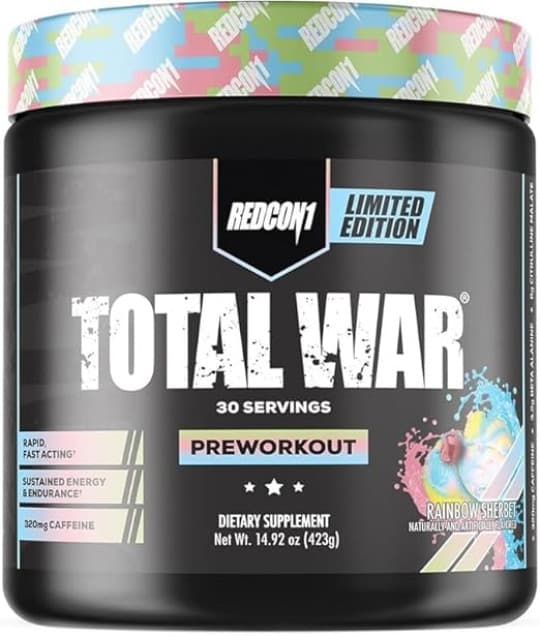 Redcon1 Total War - Pre Workout, 30 Servings (Rainbow Sherbet)