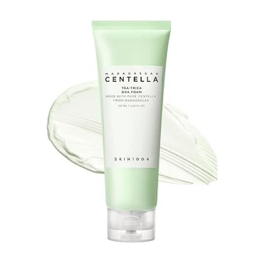 SKIN1004 Madagascar Centella Tea-Trica BHA Foam 4.22 fl.oz, 125ml, Professional Cleansing Care and Relief to Acne-Prone Skin