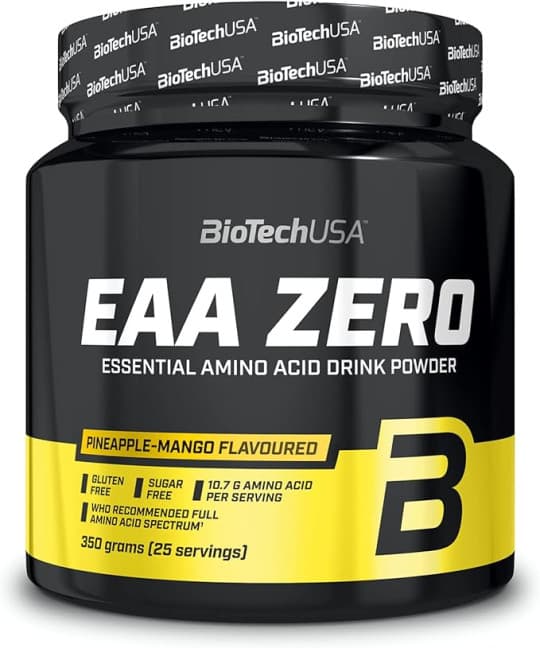 BioTechUSA EAA Zero - Essential Amino Acid Power | 7160mg EAA/serving | WHO Recommended Ratio | Sugar-Free, Gluten-Free, 350 g, Pineapple-Mango