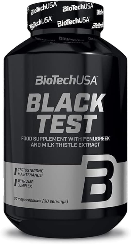 BioTechUSA Black Test, Dietary Supplement in Capsule Form for Men with Amino Acid Arginine, Plant Extracts, Vitamins and Minerals, 90 Mega Capsules
