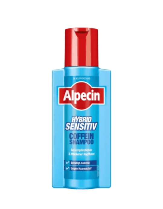 شامپو ضد ریزش و آبرسان هیبرید کافئین آلپسین مدل Alpecin Hybrid Sensitive Caffeine Shampoo